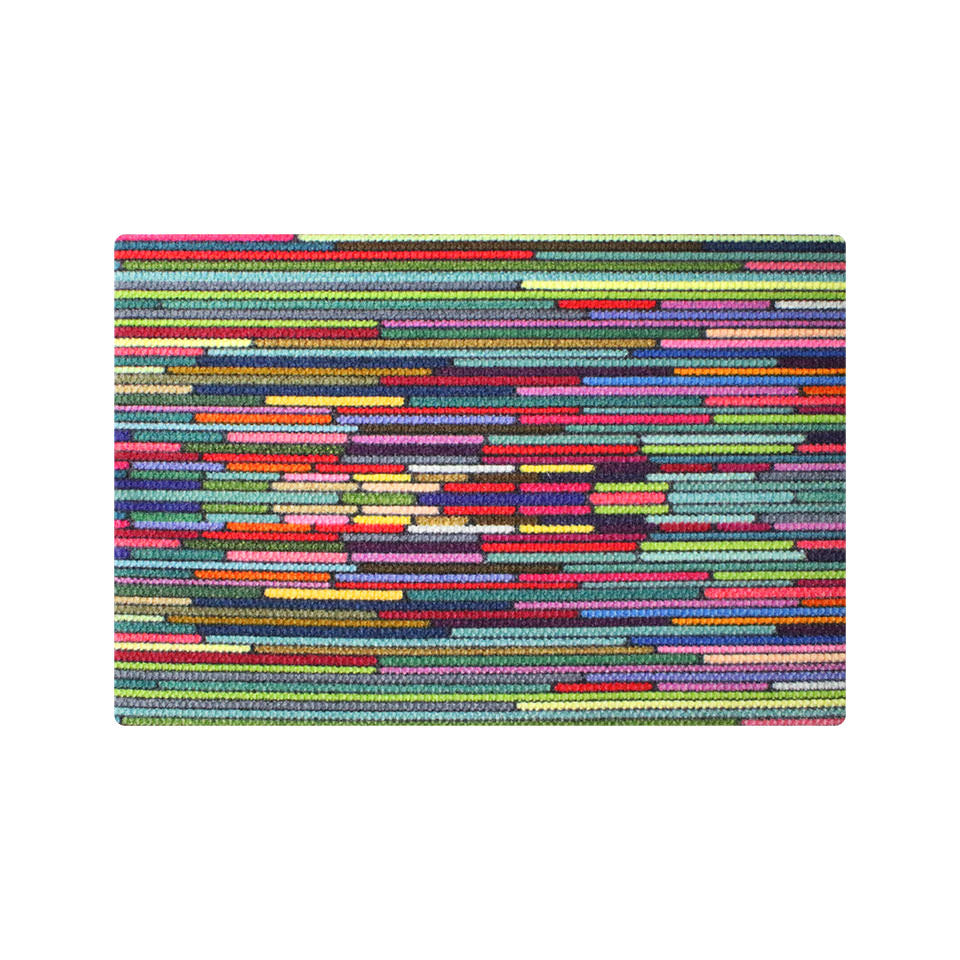 single door size dutch fields doormat with colorful horizontal lines design