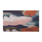 Abstract Painting printed on low profile floor mat in Rust, mustard, navy, teal, and muted pink.