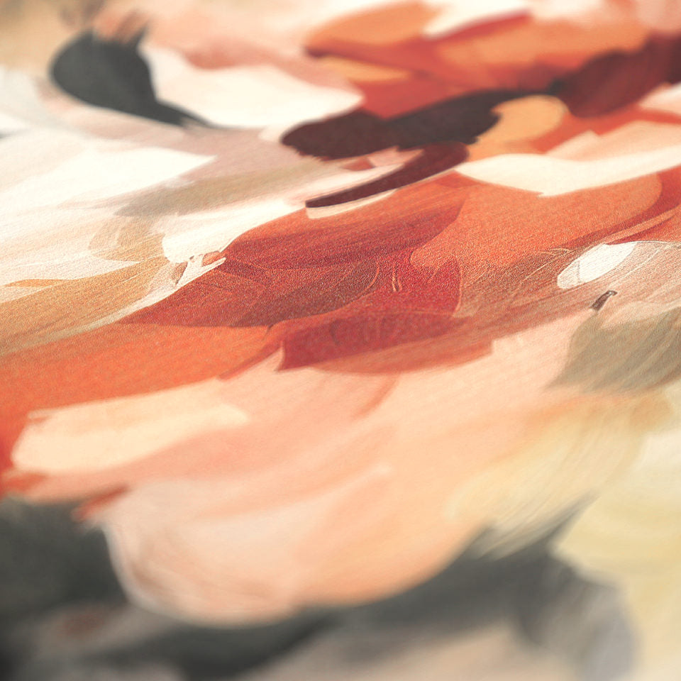 Detailed image of Happy Feet's floral abstract surface made wipeable for spills and messes.