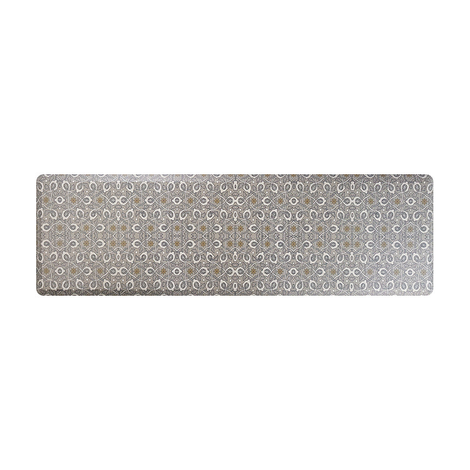 Happy Feet’s Ancient Arabesque anti-fatigue runner mat with a symmetrical design.