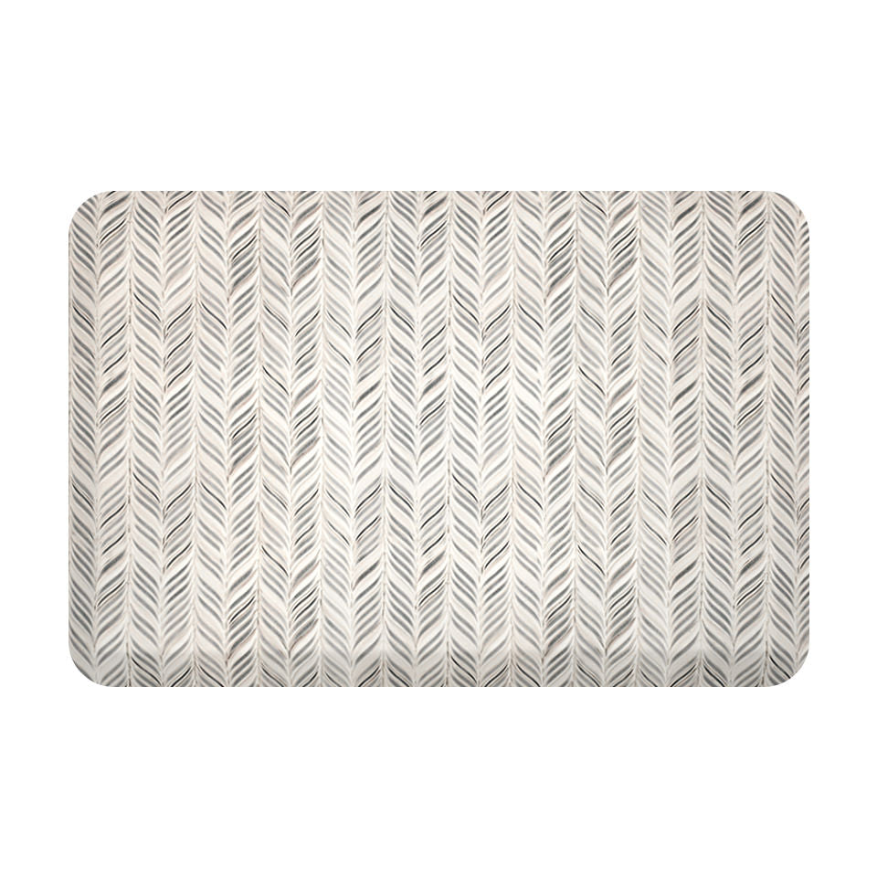Happy Feet's incredibly standing comfort mat with a beautiful, whimsical feather design