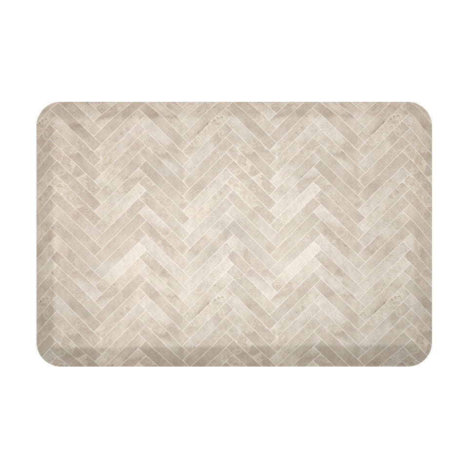 Overhead of Happy Feet traditional Herringbone design on a comfortable standing anti-fatigue mat