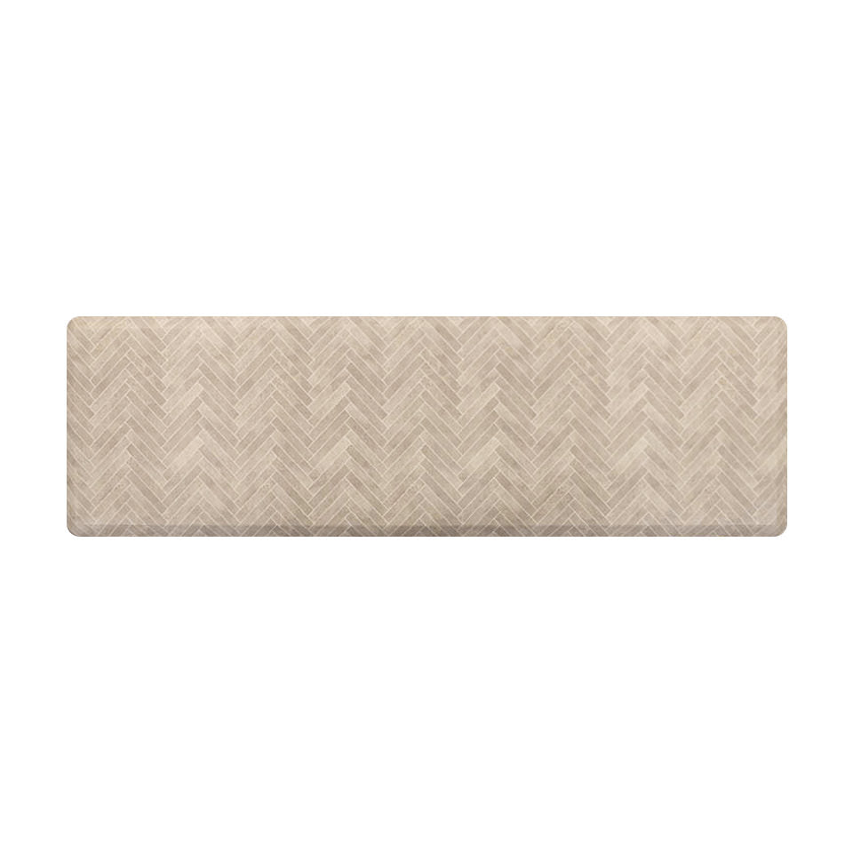 Overhead of Happy Feet's Herringbone design on a runner for extra length for standing comfort