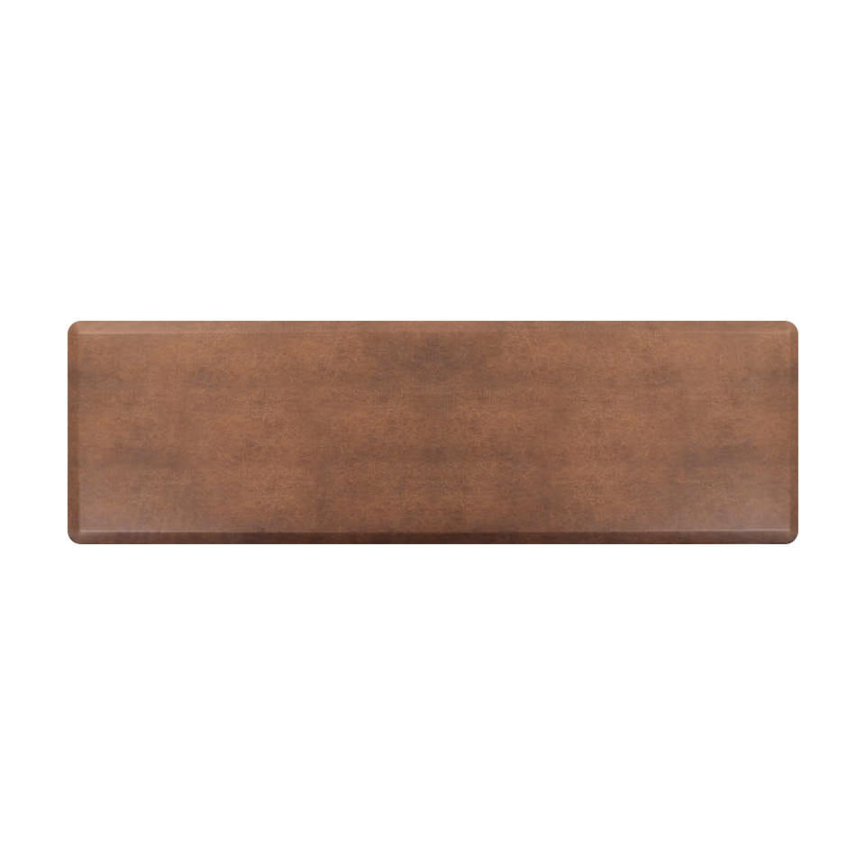 Traditional chestnut leather design printed on the incredibly comfortable anti-fatigue Happy Feet runner mat.