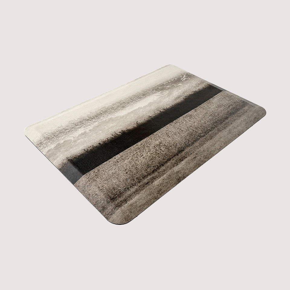 Moody Hue's high-definition landscape design on a wipeable surface and incredibly comfortable foam for standing comfort