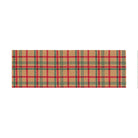 Rectangular double door mat with red, green, and beige plaid pattern on a white background