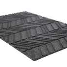 Close up of chevron styled in vein doormat showing bi level design