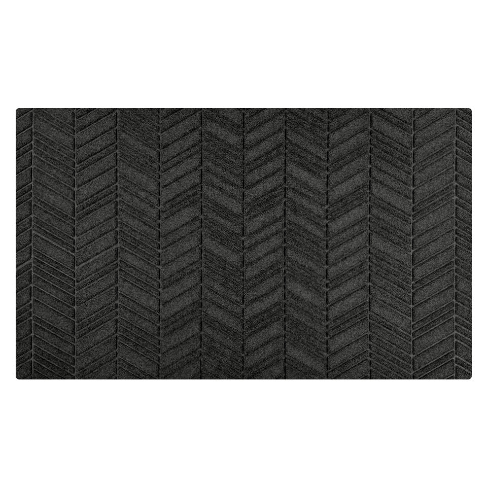Chevron patterned dark grey and large  doormat with bi-level non shedding material