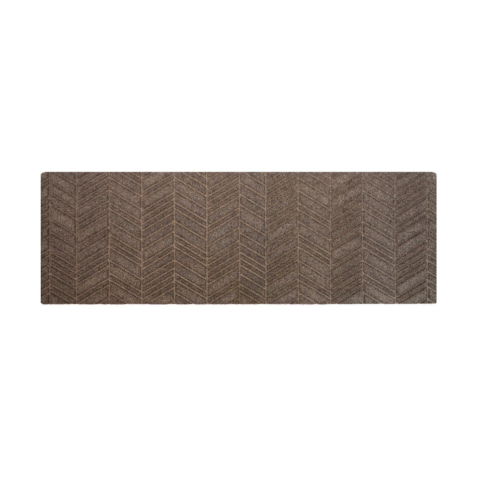 Double door sized doormat in greige chevron bi level design