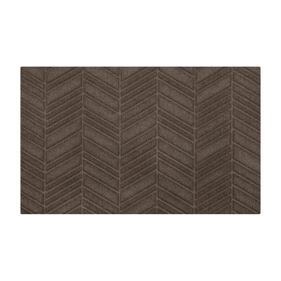 Greige doormat with chevron bi level pattern