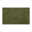 Olive green single door doormat with bi level chevron pattern