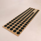 Angled image double door Lucky Numbers mat personalized with street numbers on black white and coir.