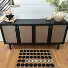 Decorative and protective Lucky Number single door mat inside a home to welcome guest.