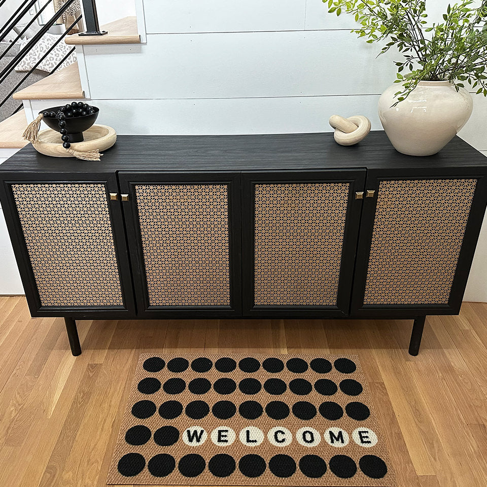Decorative and protective Lucky Number single door mat inside a home to welcome guest.