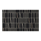 Isolated overhead image of Maxcent Biblioteca accent mat in charcoal with ivory geometric grid pattern—modern, washable, and low-profile floor mat.