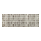 Maxcent Biblioteca runner mat in Light Greige – a long, low-profile rug featuring a soft beige-gray background with off-white lines in a modern grid and angle pattern. Designed with a cushioned carpeted surface and non-slip rubber backing for stable use in hallways, kitchens, or entryways