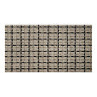 Maxcent Heritage Tweed area rug in Greige & Inkwell, medium size – showcases a warm beige/grey background with a bold black crosshatch pattern, creating a modern woven look. The carpeted surface offers comfort, while the non-slip rubber backing keeps the mat in place on hard flooring.