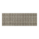 Maxcent Heritage Tweed runner mat in Light Greige – features a warm beige/grey background with a crosshatch pattern in dark brown and off-white, creating a soft, woven grid design. The elongated shape is ideal for hallways or galley kitchens, with a carpeted surface and non-slip rubber backing for added comfort and safety.