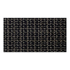 Maxcent Heritage Tweed area mat in Inkwell, medium size – features a black background with a crosshatch pattern in light gray and tan, creating a woven grid effect. The carpeted surface adds softness underfoot, and the non-slip rubber backing ensures secure placement on hard flooring.