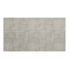 A medium Maxcent area rug in Organic Squares design, featuring a balanced grid of alternating horizontal and vertical stone gray stripes on a soft beige base—ideal as a versatile non-slip rug for kitchens, laundry rooms, or high-traffic areas.