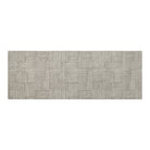 Maxcent runner in Organic Squares design, displaying a contemporary patchwork of vertical and horizontal stone gray stripes on a soft beige background—an elegant non-slip solution for hallways, galley kitchens, or entryways.