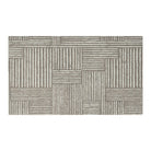 A small Maxcent floor mat in Organic Squares design, featuring a modern patchwork of alternating vertical and horizontal warm gray stripes on a soft beige background—ideal for compact spaces like entryways, bathrooms, or kitchen sinks