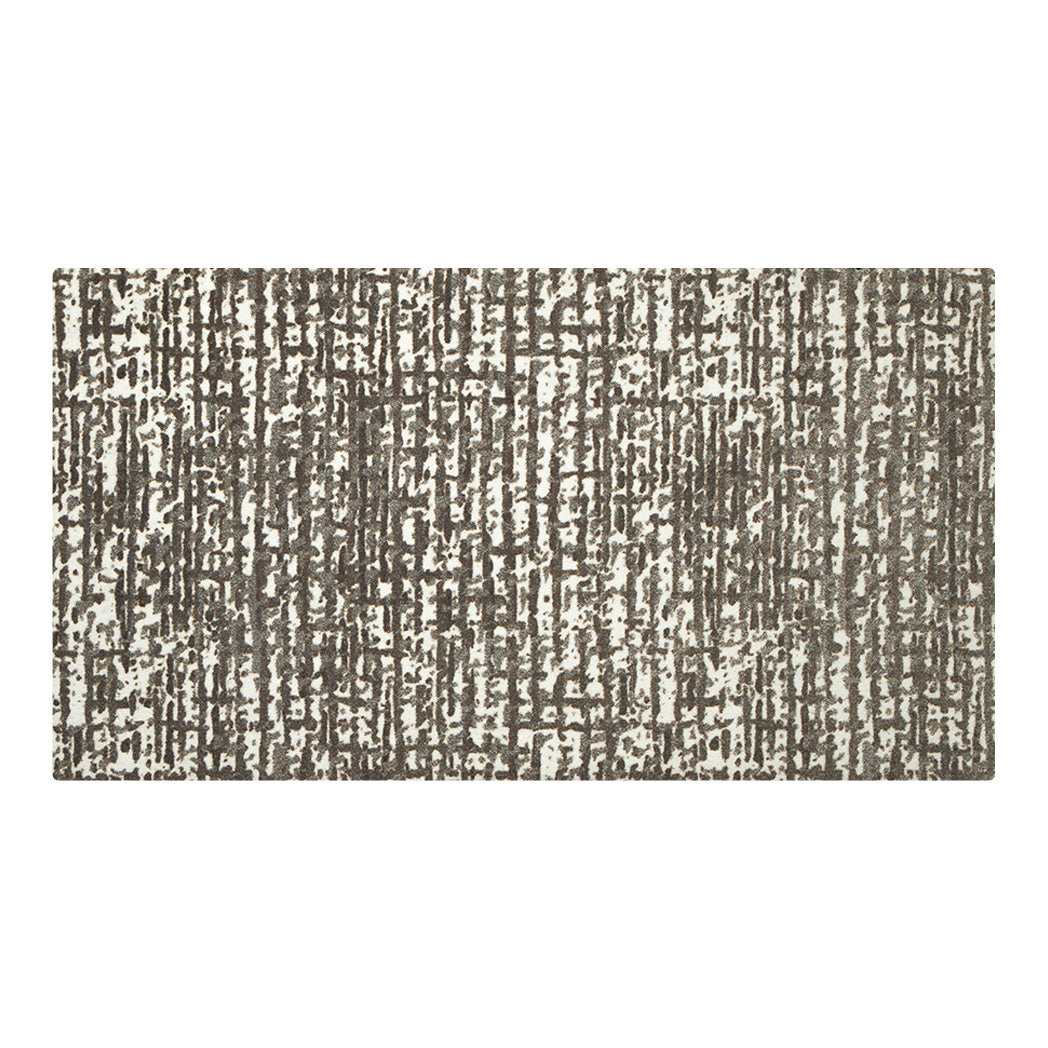 Maxcent medium-size floor mat in Stone Weave design, featuring a modern textured pattern of interwoven light and dark brown lines on a neutral beige background—ideal as a rug, carpet, or interior entryway mat for high-traffic areas.