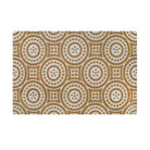 Coir and white single door doormat with circle medallion pattern