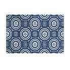 Navy and white circle medallion low profile doormat for single door