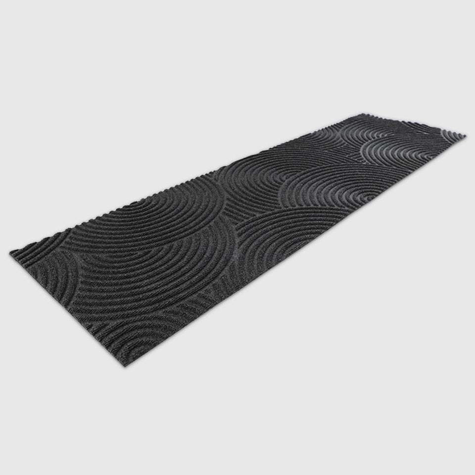Put Your Records On double door mat in graphite is a modern design doormat that is also an all-weather doormat. It will not shed, rot, or fade.