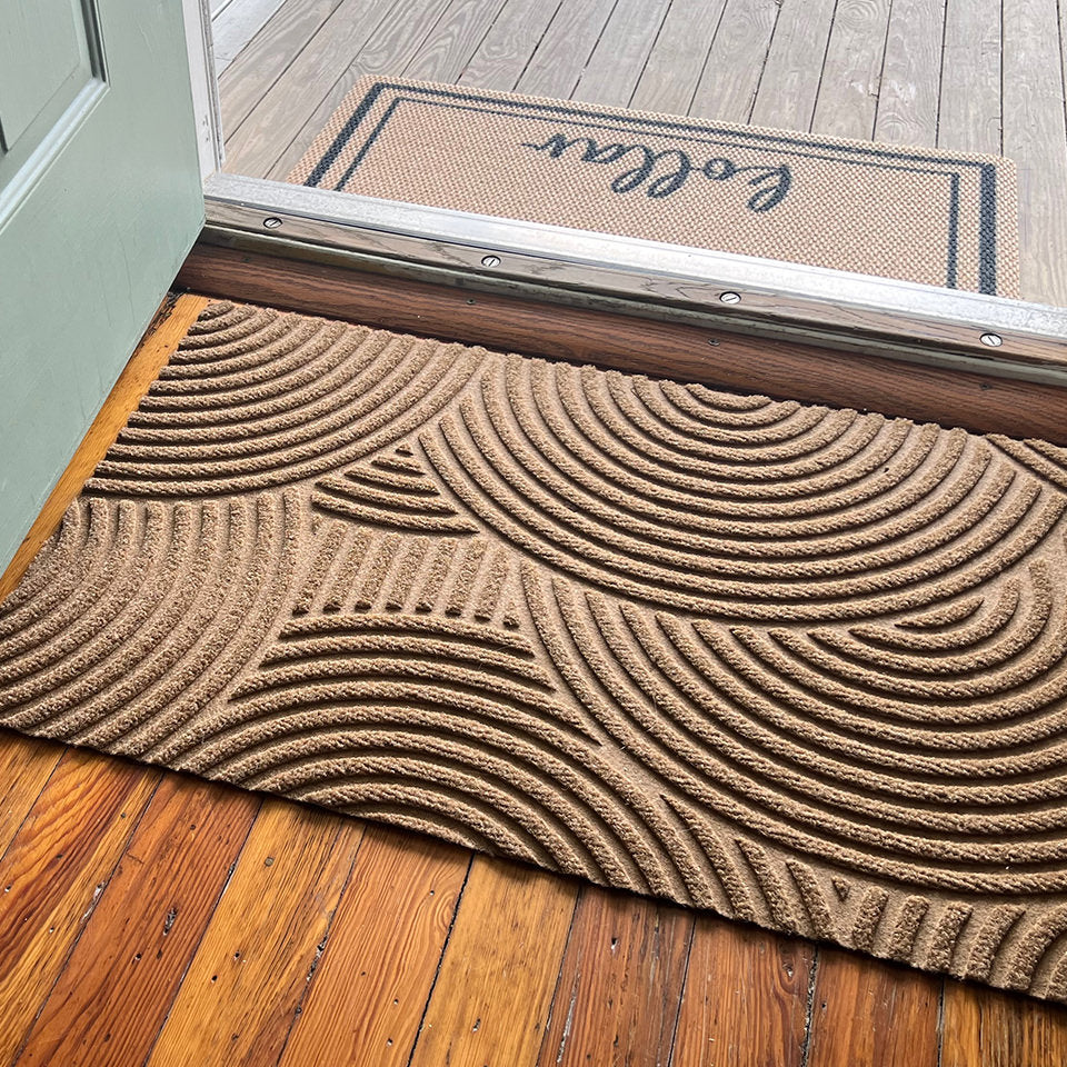 Low-Profile Put Your Records On single door wheat at an open front door.