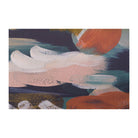Large Abstract Painting printed on low profile floor mat in Rust, mustard, navy, teal, and muted pink.