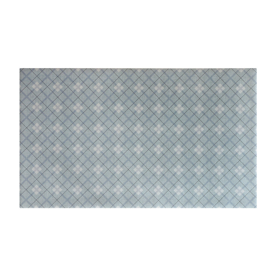 Small Sea Salt blue plaid low profile interior floor mat in diamond pattern
