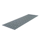 Indoor hallway runner sized floormat in Coastal blues with an organic waved pattern on a washable low profile indoor floor mat