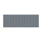 Overhead indoor hallway medium sized runner floormat in Coastal blues with an organic waved pattern on a washable low profile indoor floor mat