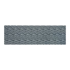 Overhead indoor hallway runner sized floormat in Coastal blues with an organic waved pattern on a washable low profile indoor floor mat