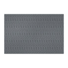 Isolated overhead image of Un-Rug's Color Washed Quill mat with a feathery design in blue hues.