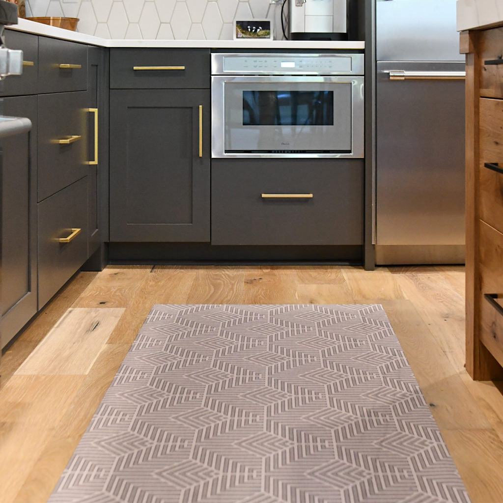 Un-Rug Diamond Deco mat protecting kitchen floors.