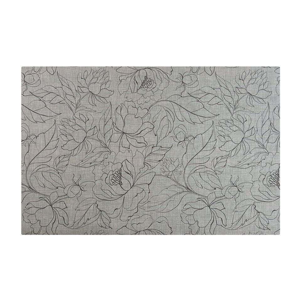 Overhead image of Un-Rug's Fine Line Floral mat in the size small.