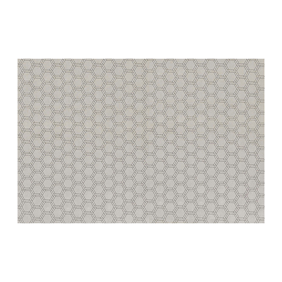 Low profile washable floor mat in shiitake tan printed linen with double honeycomb accent design in urbane bronze size large