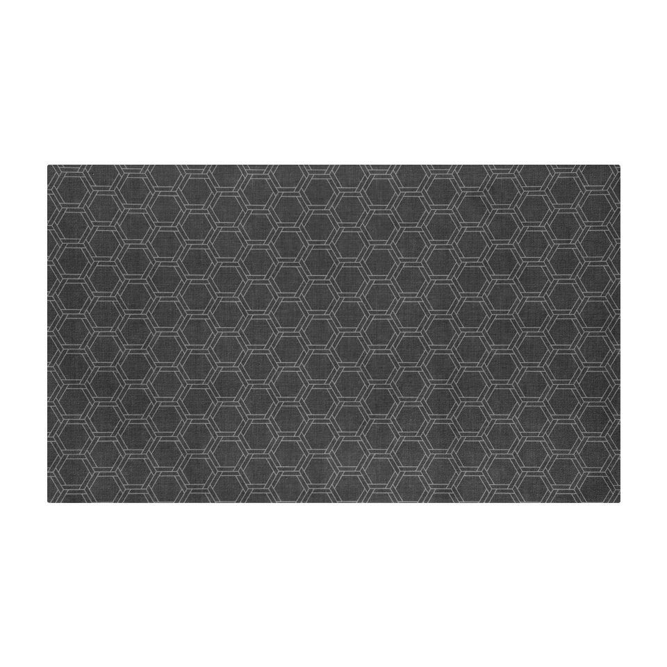 Overhead shot of Urbane Bronze medium mat honeycomb design in shiitake tan printed; low profile washable indoor floor mat