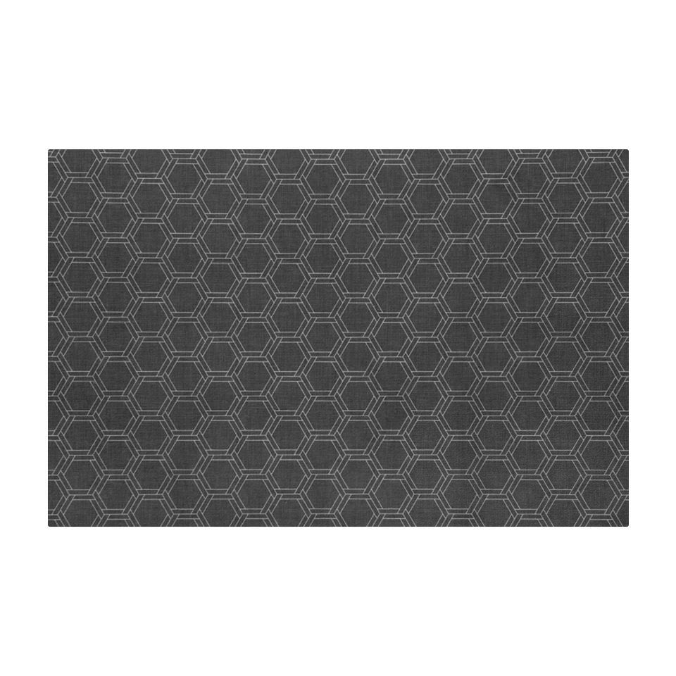 Overhead shot of Urbane Bronze small mat honeycomb design in shiitake tan printed; low profile washable indoor floor mat