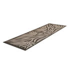 Runner MCM funky abstract floral with urbane bronze background and shiitake tan flowers on low profile washable floor mat