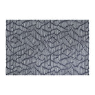 Sea salt organic line abstract on dark storm cloud blue background, low profile machine washable indoor floor mat size large