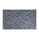 Sea salt organic line abstract on dark storm cloud blue background, low profile machine washable indoor floor mat size medium