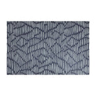 Sea salt organic line abstract on dark storm cloud blue background, low profile machine washable indoor floor mat size small