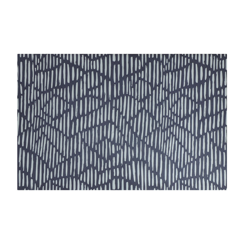 Sea salt organic line abstract on dark storm cloud blue background, low profile machine washable indoor floor mat size small