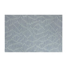 Storm cloud grey blue organic line abstract on sea salt blue background, low profile, washable indoor floor mat size small