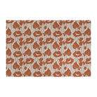 Beautiful mat with neutral light beige (shiitake) base with poppy flowers in a deep orange (earthen jug) shade; large