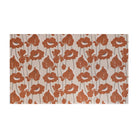 Beautiful mat with neutral light beige (shiitake) base with poppy flowers in a deep orange (earthen jug) shade; medium